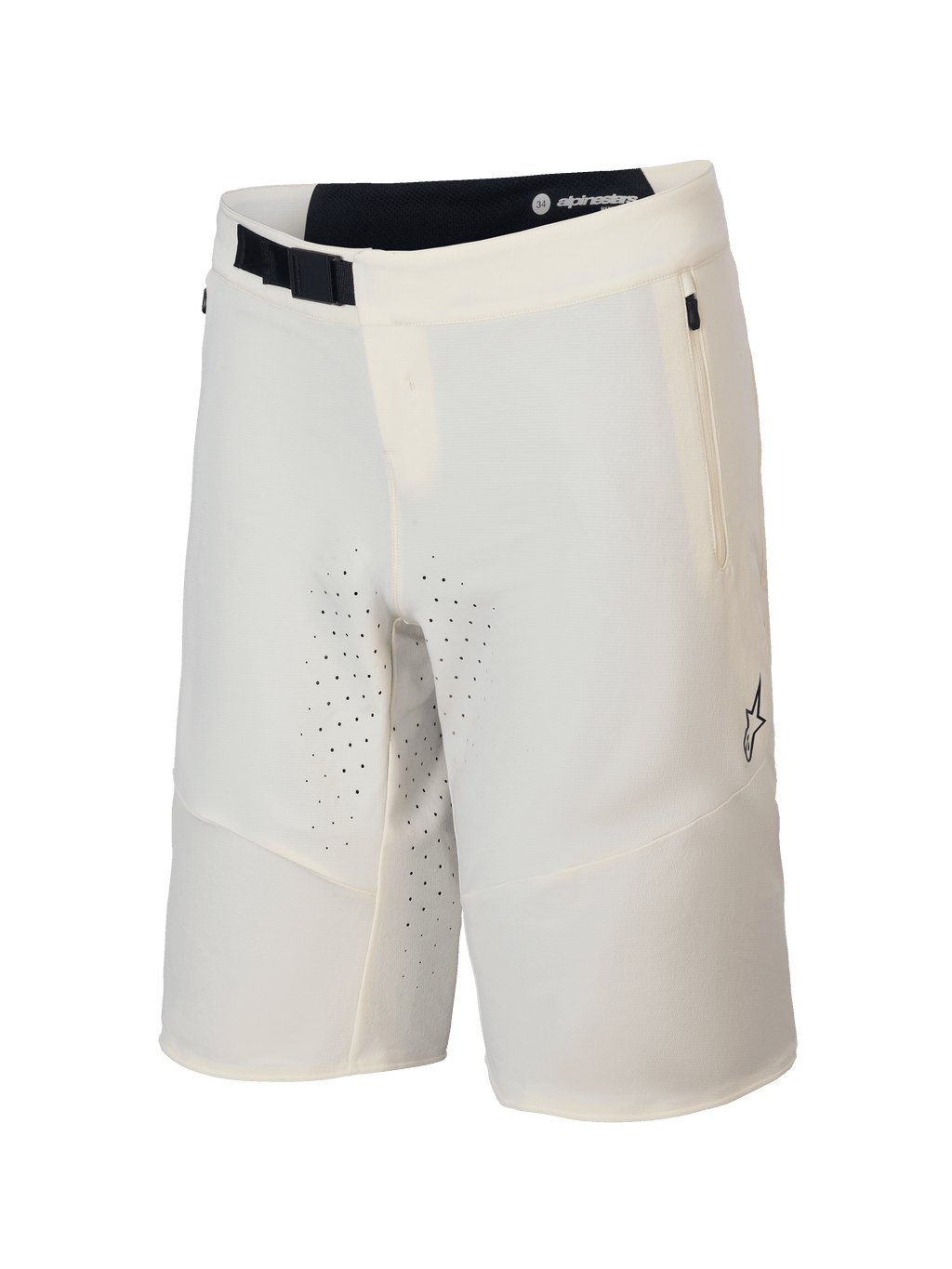 Alpinestars Spodenki A-Aria Elite, ekru spodenki rowerowe MTB, magnetyczna klamra, elastyczna tkanina z recyklingu, perforacja wentylacyjna