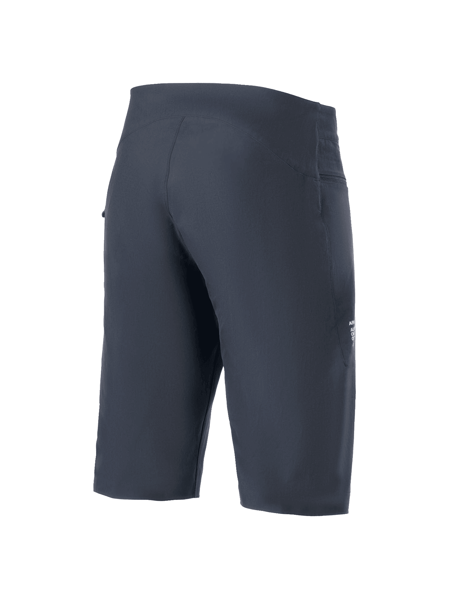 Alpinestars A-Aria Shorts, spodenki rowerowe MTB, czarne, widok z tyłu pod kątem trzech czwartych, ergonomiczny krój performance, techniczna tkanina rozciągliwa w 4 kierunkach, subtelne logo z boku, odzież rowerowa MTB