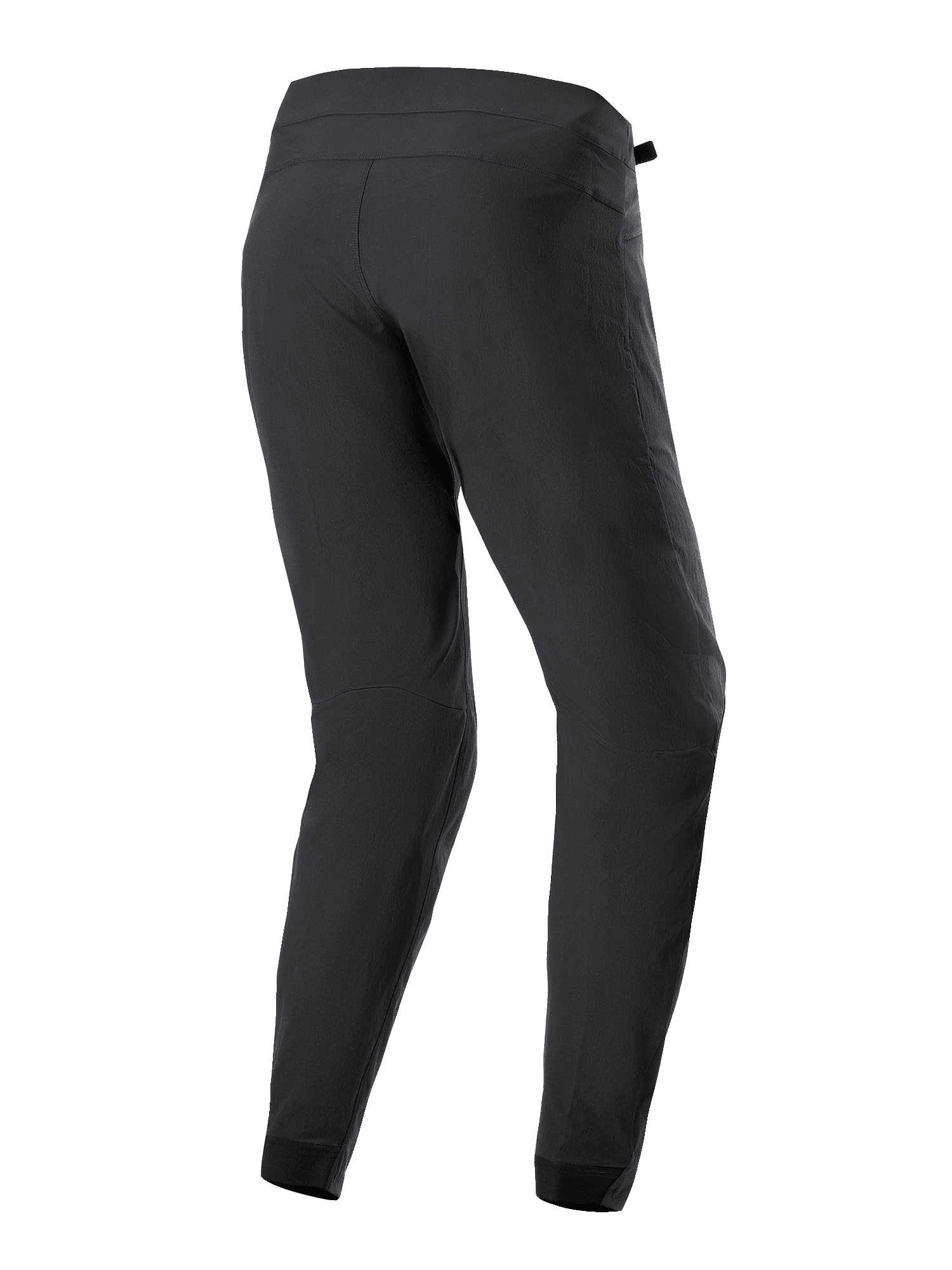 Alpinestars A-Dura Pants, czarne spodnie rowerowe, widok z tyłu, ze zwężanymi nogawkami i elastycznymi mankietami, trwała tkanina rozciągliwa w dwóch kierunkach do kolarstwa górskiego