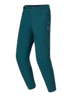 Alpinestars A-Dura Pants, spodnie do jazdy na rowerze górskim (MTB), ciemnozielone (Dark Pine), podwójne zapięcie na zatrzaski i boczna regulacja w pasie, białe logo gwiazdy na lewym udzie, wytrzymała, rozciągliwa tkanina 2-way stretch do jazdy po szlakach