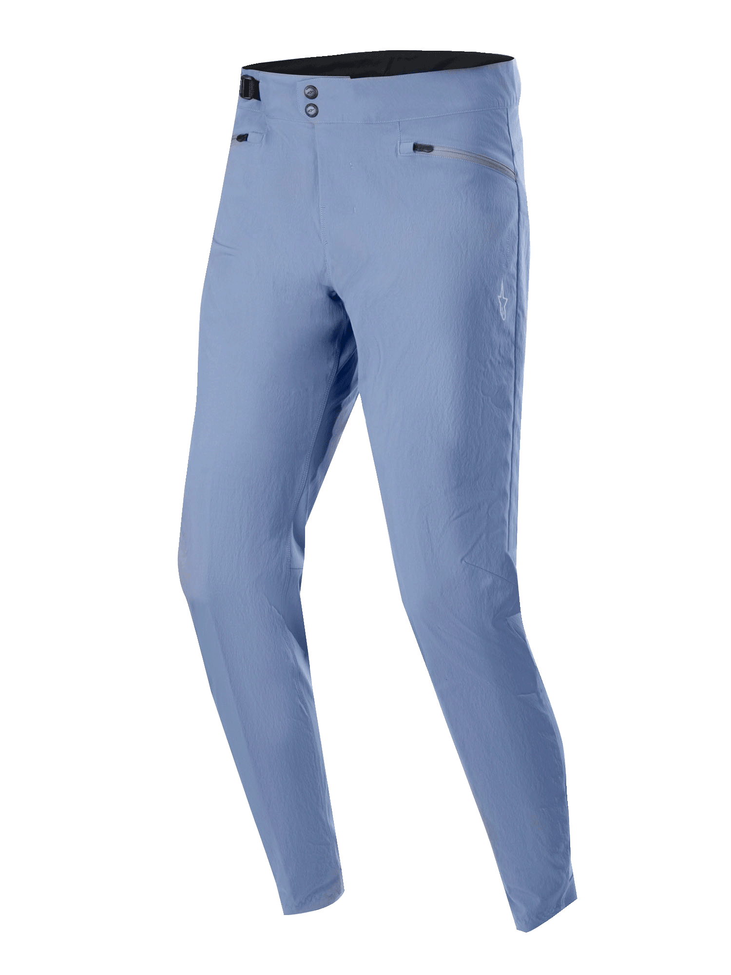 Spodnie Alpinestars A-Dura, spodnie rowerowe MTB, kolor Infinity Blue, z podwójnym zapięciem na zatrzaski i kieszeniami na zamek, lekka tkanina rozciągliwa w dwóch kierunkach, regularny krój do jazdy terenowej.
