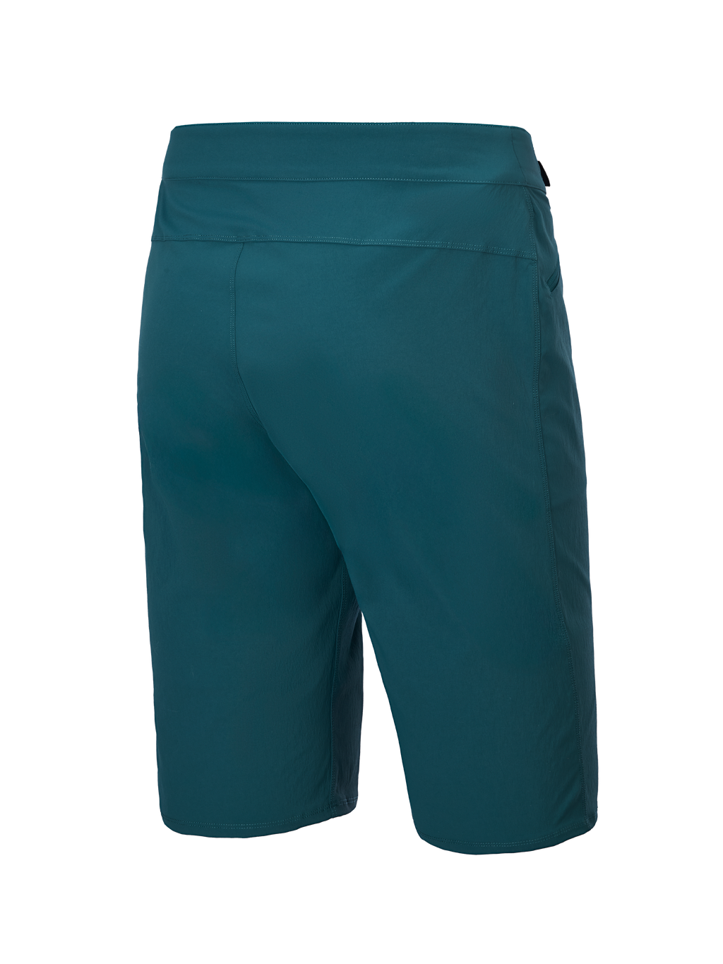Alpinestars A-Dura Shorts, spodenki rowerowe MTB, kolor Dark Pine, widok z tyłu, minimalistyczny design, wytrzymały materiał rozciągliwy w dwóch kierunkach, regularny krój do jazdy MTB