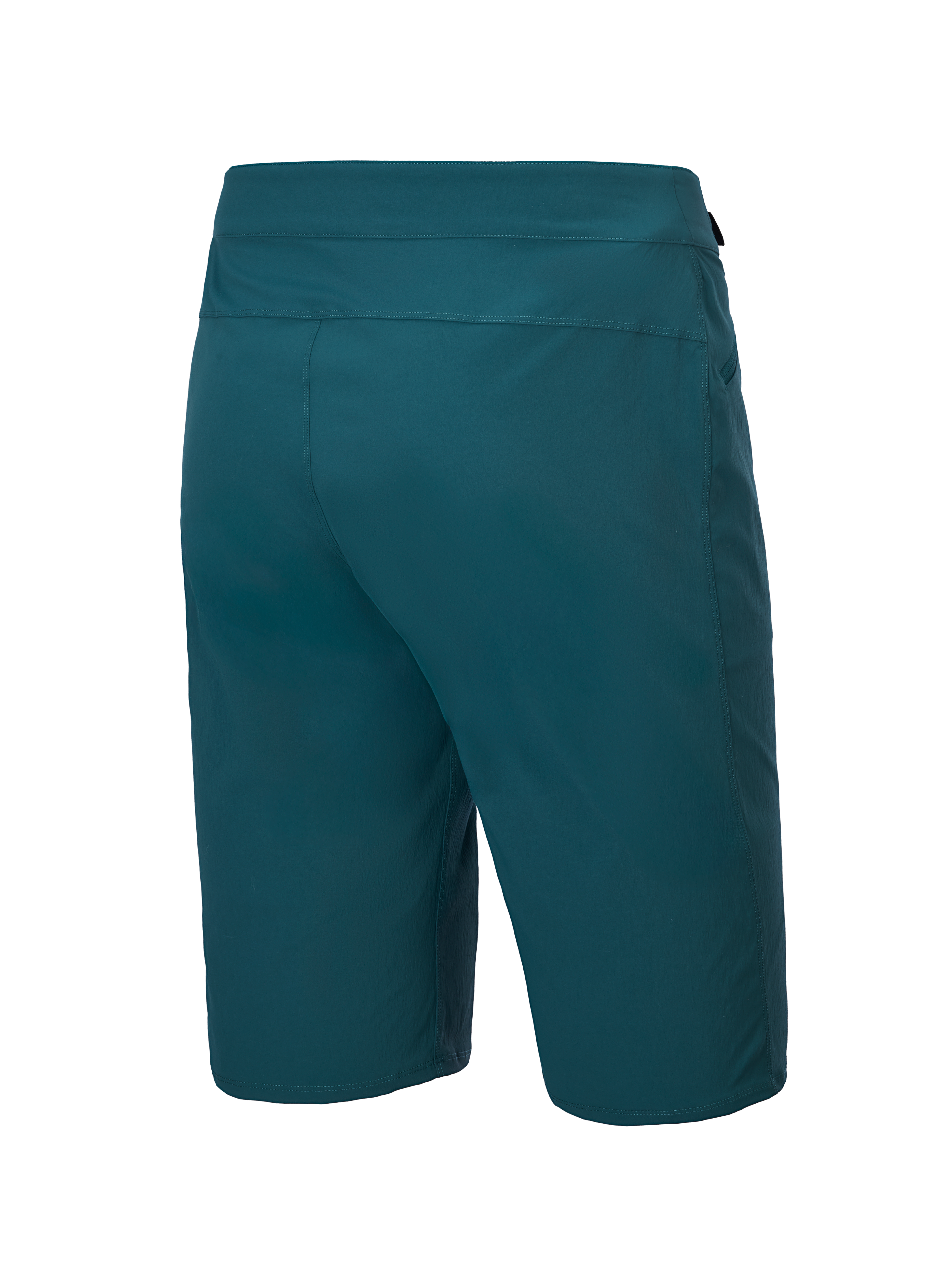 Alpinestars A-Dura Shorts, spodenki rowerowe MTB, kolor Dark Pine, widok z tyłu, minimalistyczny design, wytrzymały materiał rozciągliwy w dwóch kierunkach, regularny krój do jazdy MTB