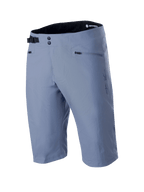 Alpinestars A-Dura Shorts, spodenki MTB, kolor Infinity Blue, z podwójnym zapięciem na napy, regulowaną czarną boczną klamrą, kieszeniami na zamek i teksturowanym materiałem rozciągliwym w dwóch kierunkach, techniczna odzież MTB