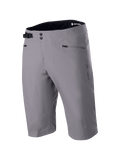 Alpinestars A-Dura Liner Shorts, ciemnoszare szorty rowerowe MTB, podwójne zapięcie na zatrzaski z przodu z regulowaną boczną klamrą, kieszenie zapinane na zamek, wytrzymała tkanina rozciągliwa w dwóch kierunkach, logo Astars z boku, czarny wewnętrzny pas