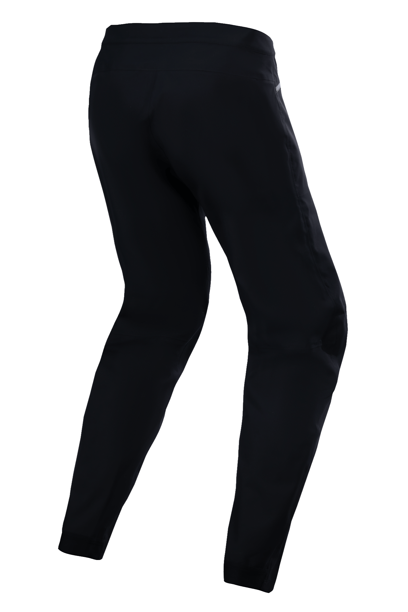 Alpinestars Stella A-Dura Waterproof Pant, damskie spodnie rowerowe MTB, czarne, widok z tyłu pod kątem trzech czwartych, wyposażone w wodoodporną membranę 3L i elastyczny materiał 4-way stretch do jazdy po szlakach