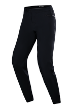 Alpinestars Stella A-Dura Waterproof Pant, damskie spodnie rowerowe MTB, czarne, zapięcie na zapadkę w pasie, kieszenie na zamek i zwężany krój do jazdy po szlakach