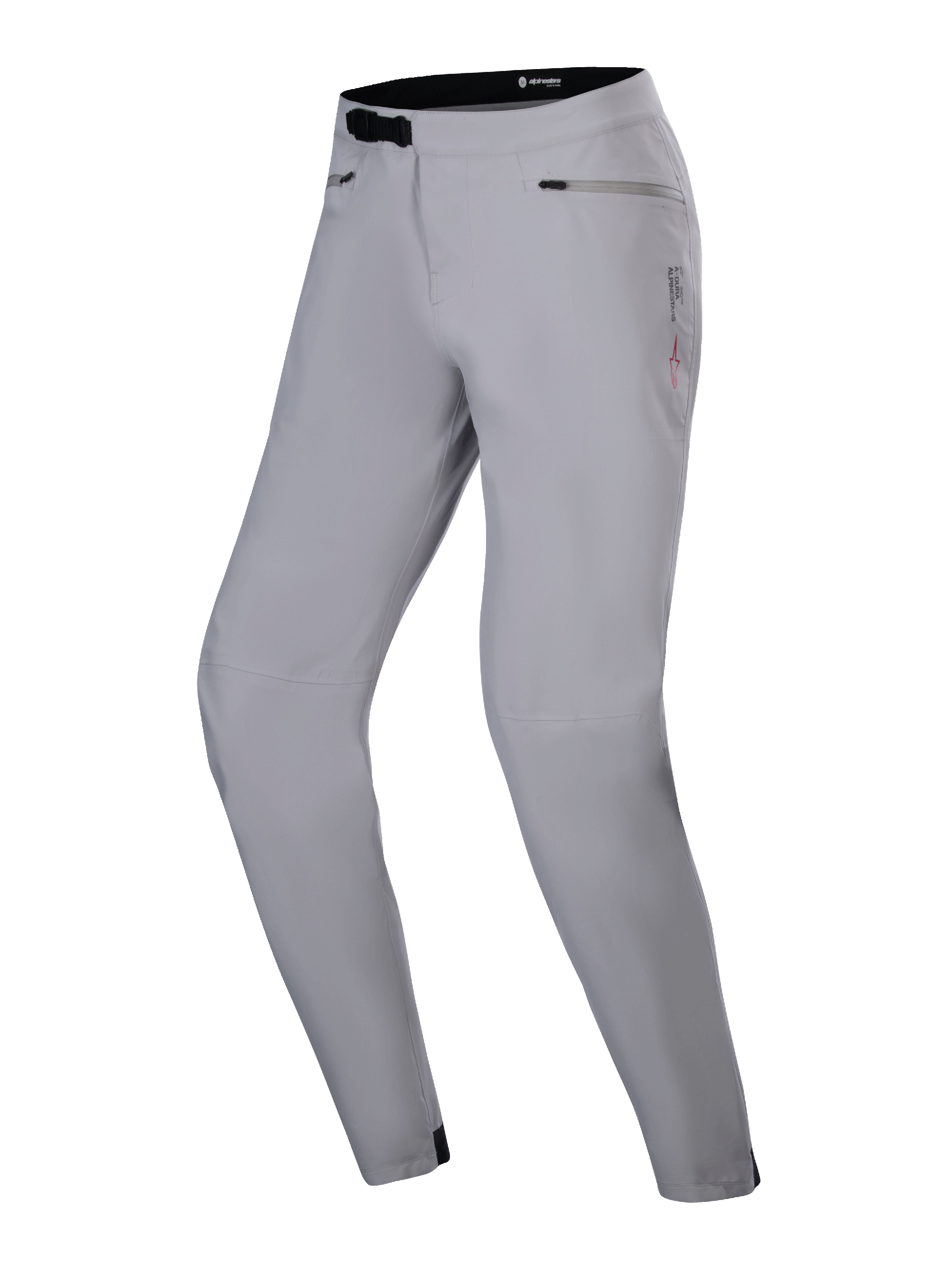 Alpinestars Stella A-Dura Waterproof Pant, damskie spodnie MTB, kolor Titanium Gray, czarne zapięcie zapadkowe w pasie i kieszenie na zamek, techniczny design z subtelnym logo, wodoodporna odzież rowerowa
