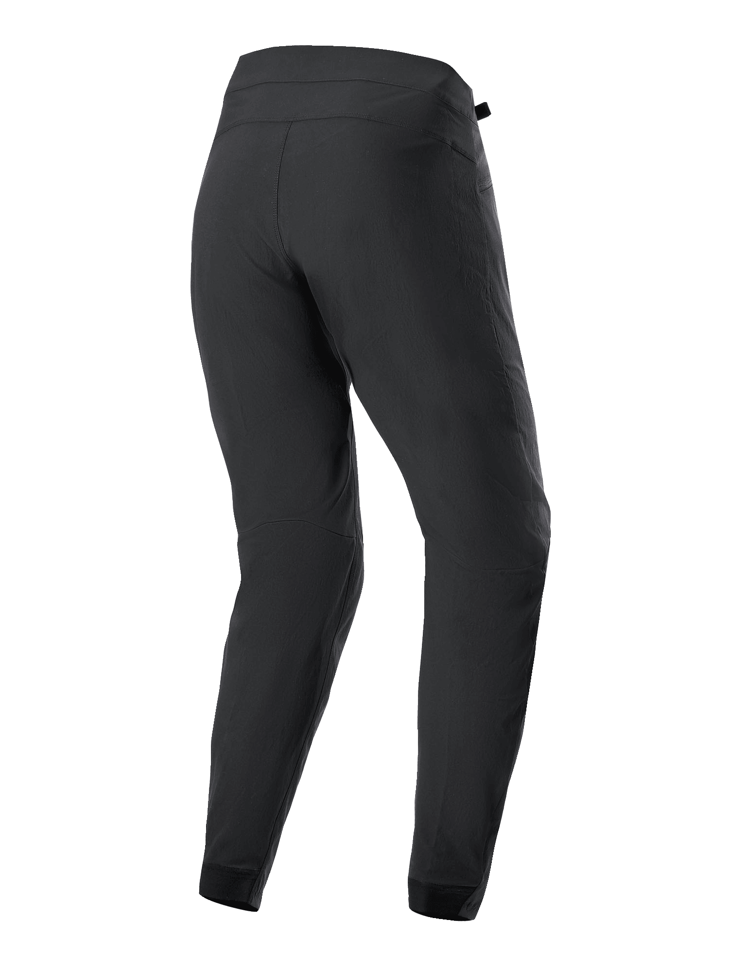 Damskie spodnie Alpinestars Stella A-Dura, spodnie rowerowe MTB, czarne, widok z tyłu ukazujący ergonomiczną konstrukcję, zwężany krój i wytrzymały materiał rozciągliwy w dwóch kierunkach do jazdy na rowerze górskim.