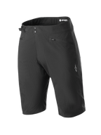 Alpinestars Stella A-Dura Shorts, damskie szorty rowerowe MTB, czarne, podwójne zapięcie na napy i boczna regulacja w pasie, kieszenie zapinane na zamek, techniczny krój do kolan, wytrzymały materiał rozciągliwy w dwóch kierunkach