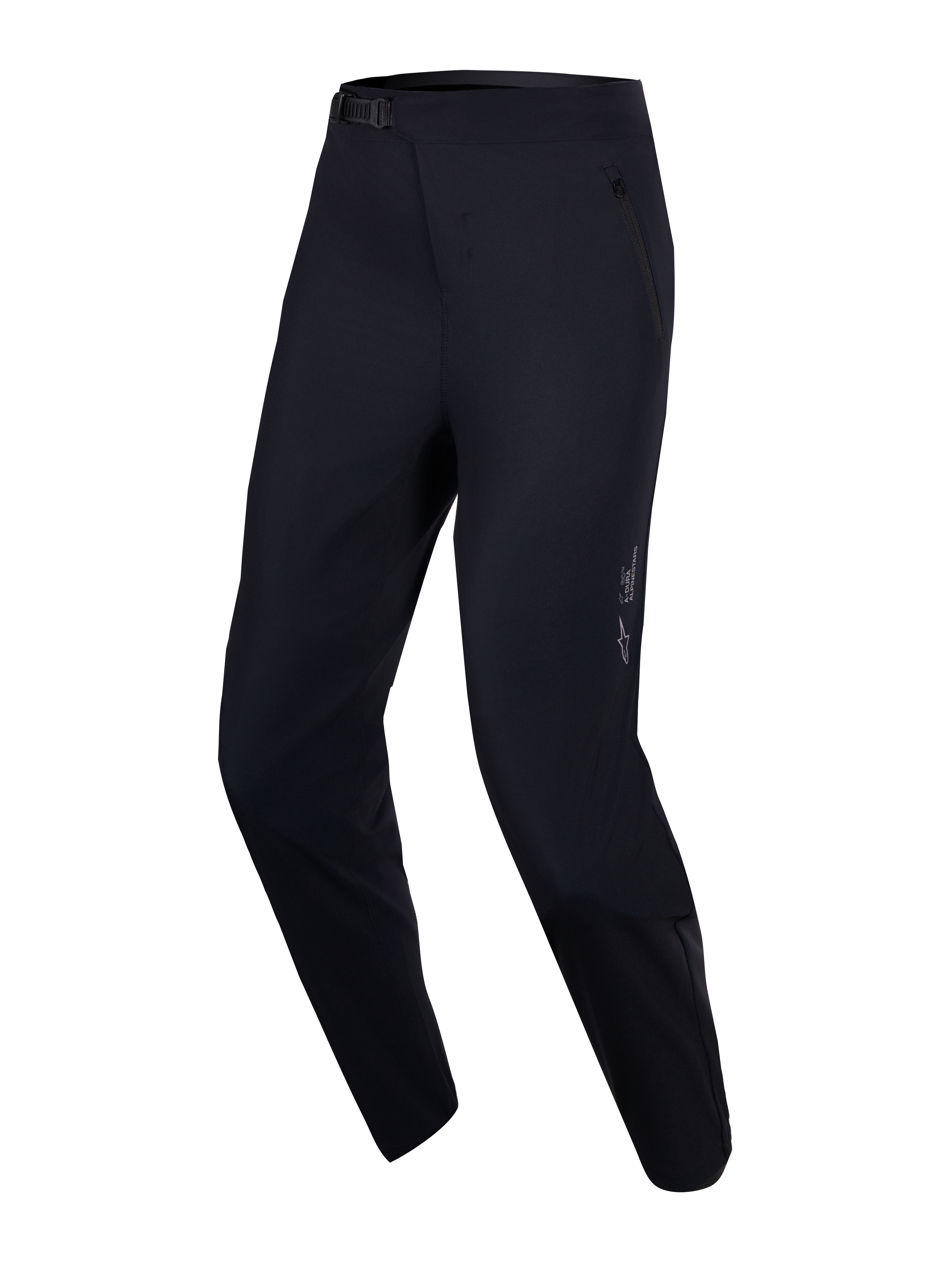 Młodzieżowe czarne spodnie MTB Alpinestars A-Dura Ride z elastycznej tkaniny 4-way stretch i zapięciem na zapadkę.