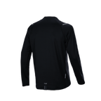 Alpinestars A-Dura Thermal Jersey, widok z tyłu, czarna koszulka rowerowa MTB z długim rękawem, przedłużony tył, teksturowana tkanina izolacyjna, małe logo A-Dura i elementy odblaskowe