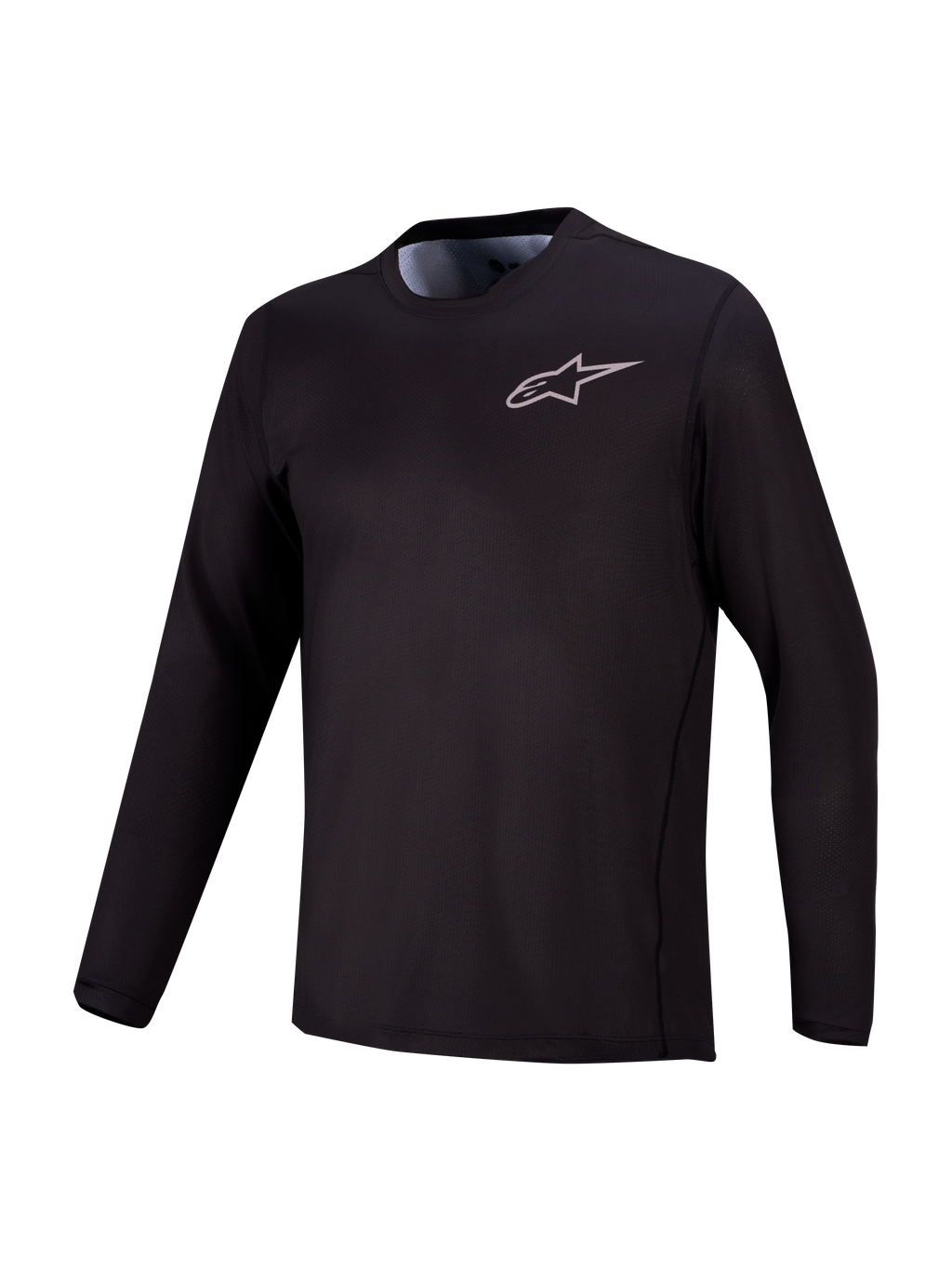 Czarna koszulka MTB A-Dura Air z długim rękawem, oddychająca siateczka żakardowa z logo Alpinestars na piersi.