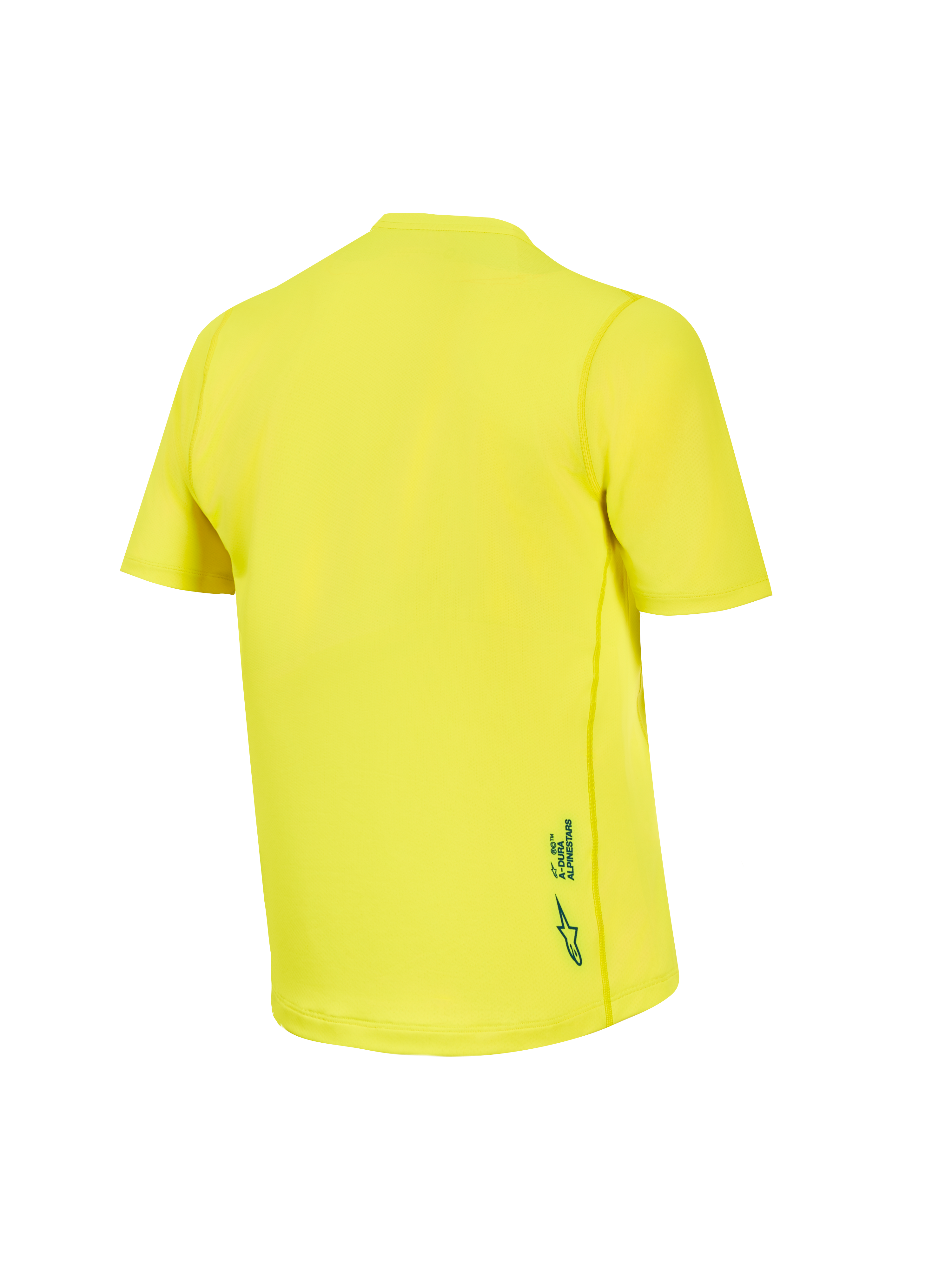Żółta fluorescencyjna koszulka z krótkim rękawem A-Dura Ride, widok z tyłu oddychającego topu MTB z logo.