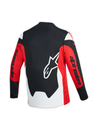 Czerwono-czarna koszulka A-Dura Race LS, widok z tyłu z białym logo Astars i brandingiem Alpinestars na rękawach.