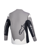 Alpinestars A-Dura Race Jersey, Long Sleeve MTB jersey, rear view showing gray, black and white colorway with brand logos