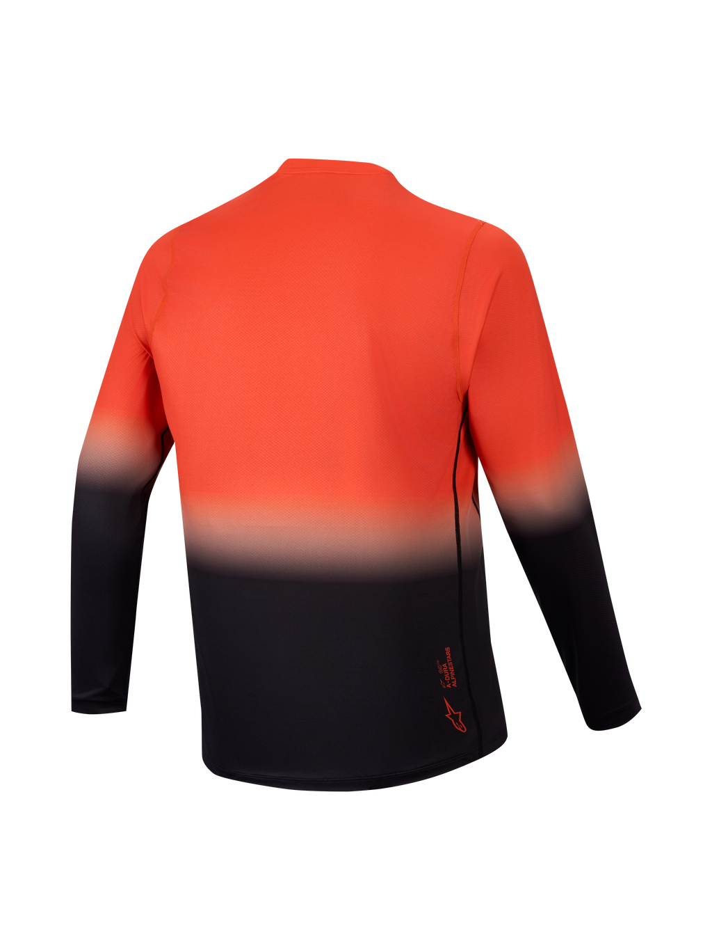 Koszulka A-Dura ASTARS 2.0 z długim rękawem, widok z tyłu, pomarańczowo-czarny gradient do jazdy MTB.