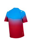 Koszulka A-Dura ASTARS 2.0 z krótkim rękawem, czerwono-niebieski gradient, techniczny top MTB z białymi gwiazdami.