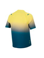 Koszulka A-Dura ASTARS 2.0 z tyłu, niebiesko-żółty gradient fluo, elastyczny materiał MTB z krótkim rękawem.