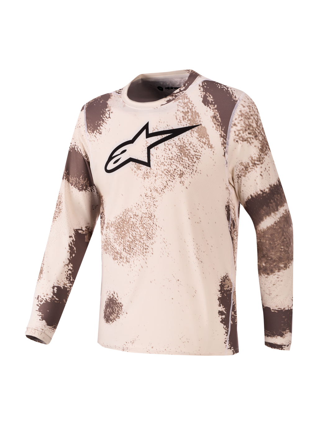 Alpinestars Koszulka A-Dura Ride, koszulka rowerowa MTB z długim rękawem, piaskowy kamuflaż, grafika z logo Astars na piersi, elastyczna i szybkoschnąca tkanina