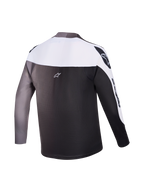 Koszulka A-Supra Elite, widok z tyłu, szary gradient, wyścigowy top MTB z długim rękawem i logo Alpinestars.