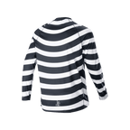 Alpinestars A-Aria Oscar Long Sleeve Jersey, czarno-biała, widok z tyłu z tradycyjną spiralną grafiką, rowerowa koszulka z długim rękawem, sportowy krój i przedłużany tył do jazdy trailowej MTB