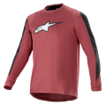 Alpinestars A-Dura Dri Astar Long Sleeve Jersey, koszulka z długim rękawem, bordowa i czarna, odprowadzający wilgoć materiał drirelease, okrągły dekolt, białe logo Astar na klatce piersiowej, czarne panele z siatki na rękawach, profesjonalna odzież MTB