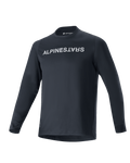 Alpinestars A-Aria Switch Long Sleeve Jersey, koszulka rowerowa MTB, czarna, wyraźne białe logo Alpinestars na piersi, okrągły dekolt, lekki oddychający materiał, krój performance do jazdy terenowej