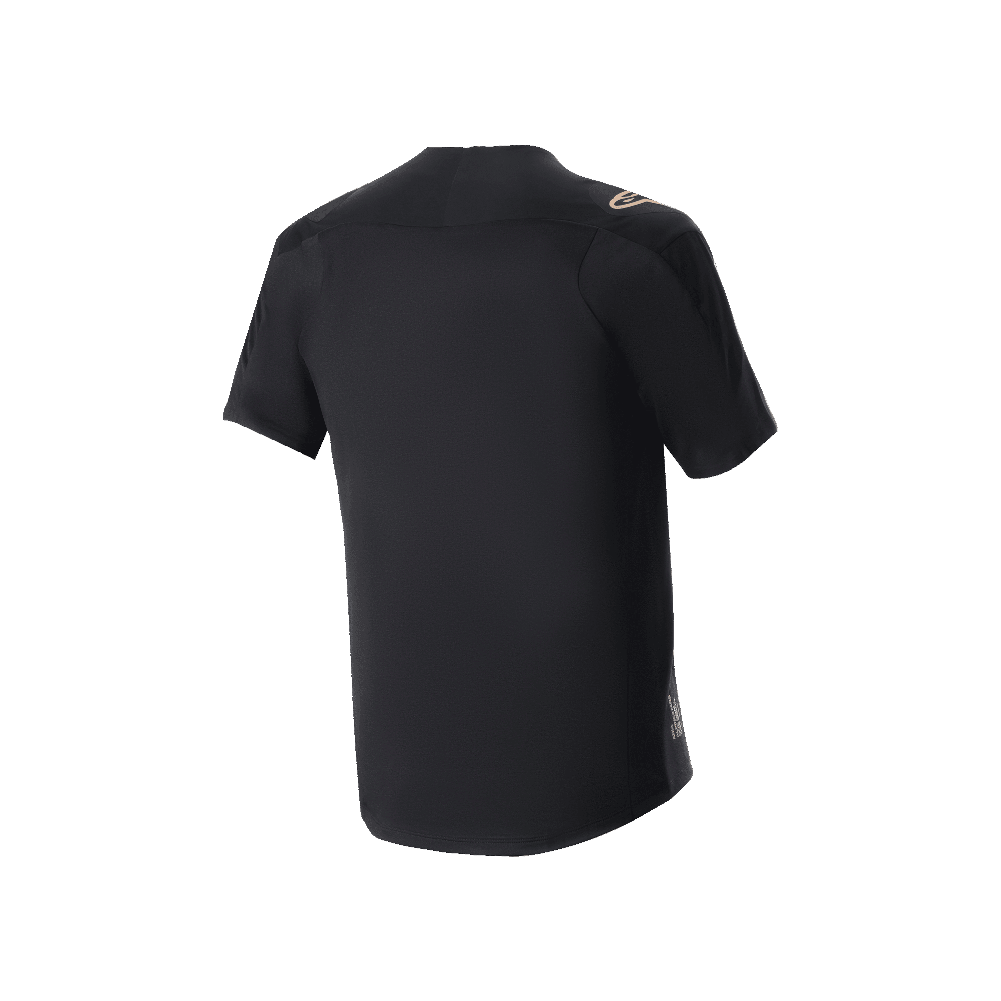 Alpinestars A-Aria Polartec Switch Jersey, koszulka MTB z krótkim rękawem, czarna, widok z tyłu pokazujący sportowy krój i wydłużony tył, techniczny materiał odprowadzający wilgoć do jazdy na szlaku