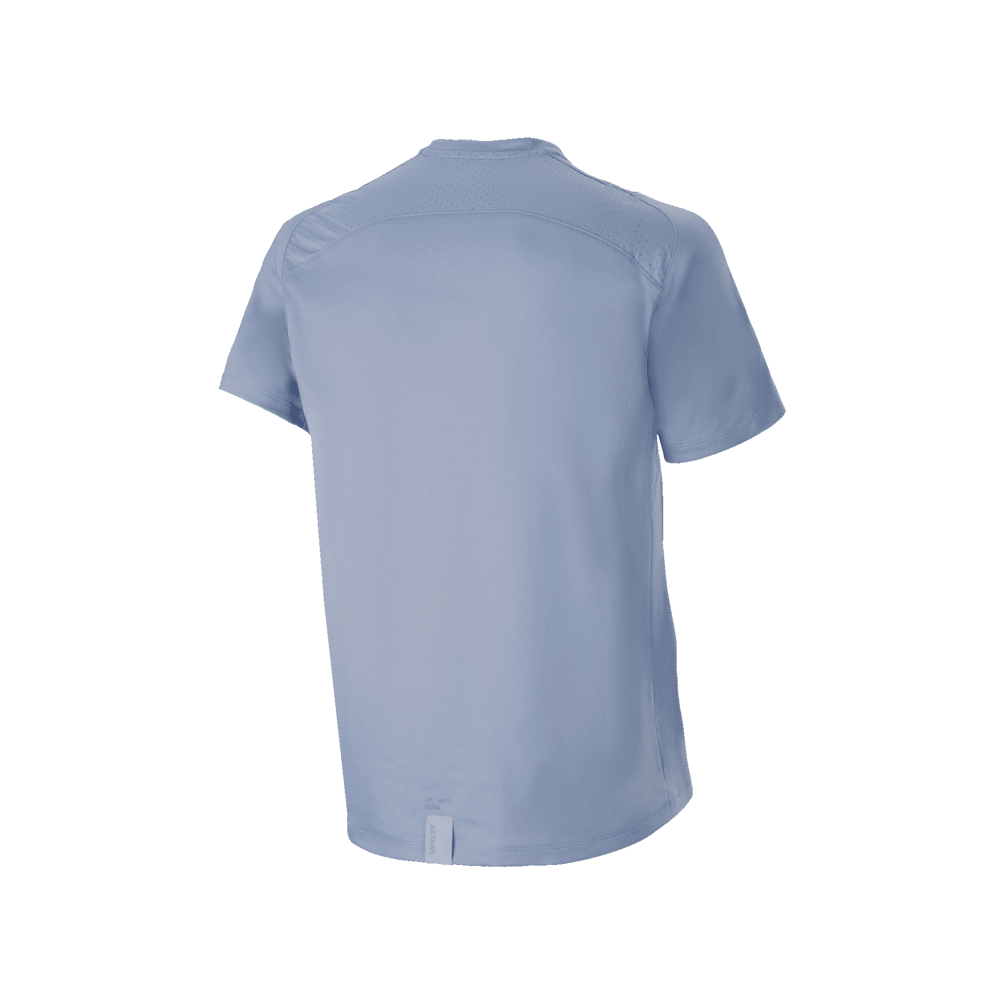 Alpinestars A-Dura Dri Astar Short Sleeve Jersey, Infinity Blue, widok z tyłu z panelami wentylacyjnymi z siatki w górnej części pleców i na ramionach, przedłużony tył, techniczna odzież rowerowa MTB