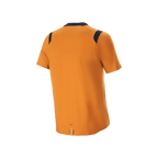 Alpinestars A-Dura Dri Wool Short Sleeve Jersey, Dark Gold, rear view featuring black mesh panels on shoulders and a longer drop tail, performance cycling apparel