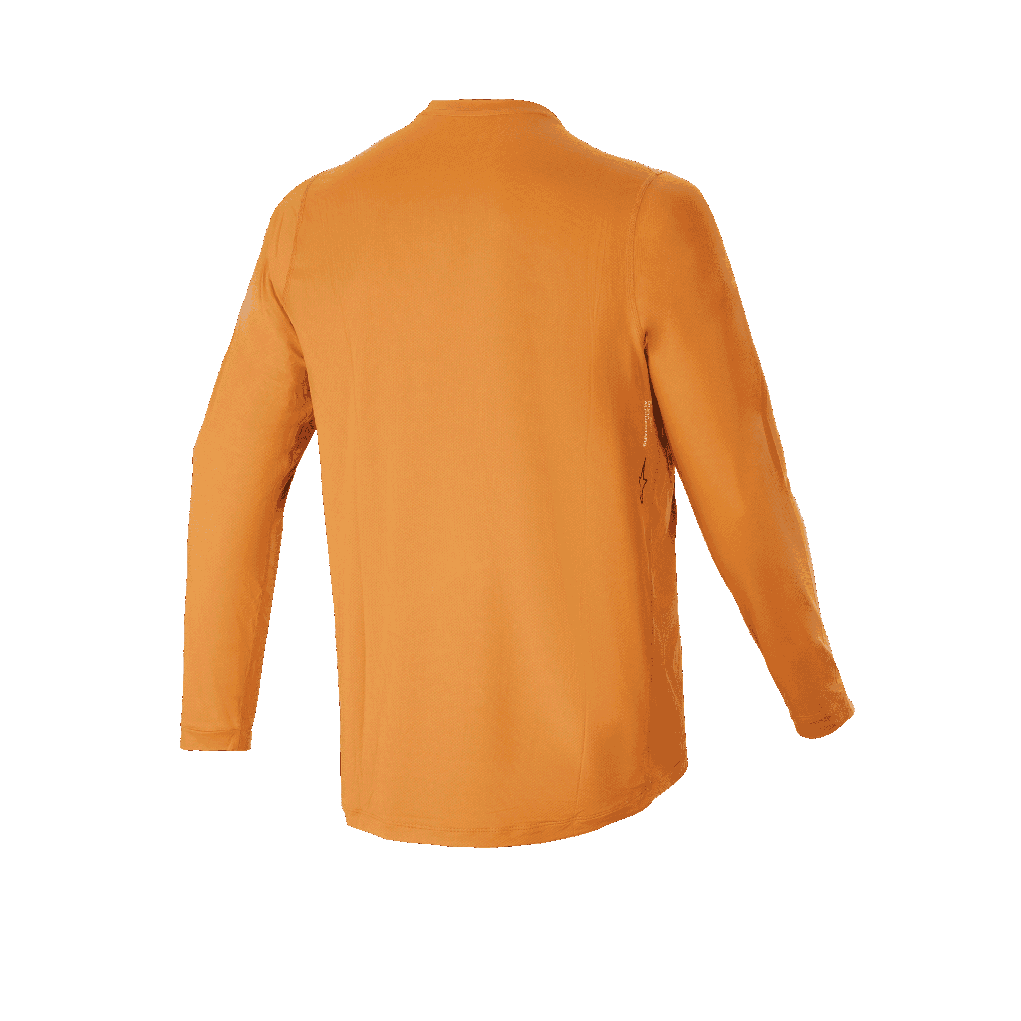 Alpinestars A-Dura Rocker Long Sleeve Jersey, koszulka rowerowa MTB, ciemnozłota, widok z tyłu, przedłużony tył zapewniający osłonę, techniczny materiał żakardowy