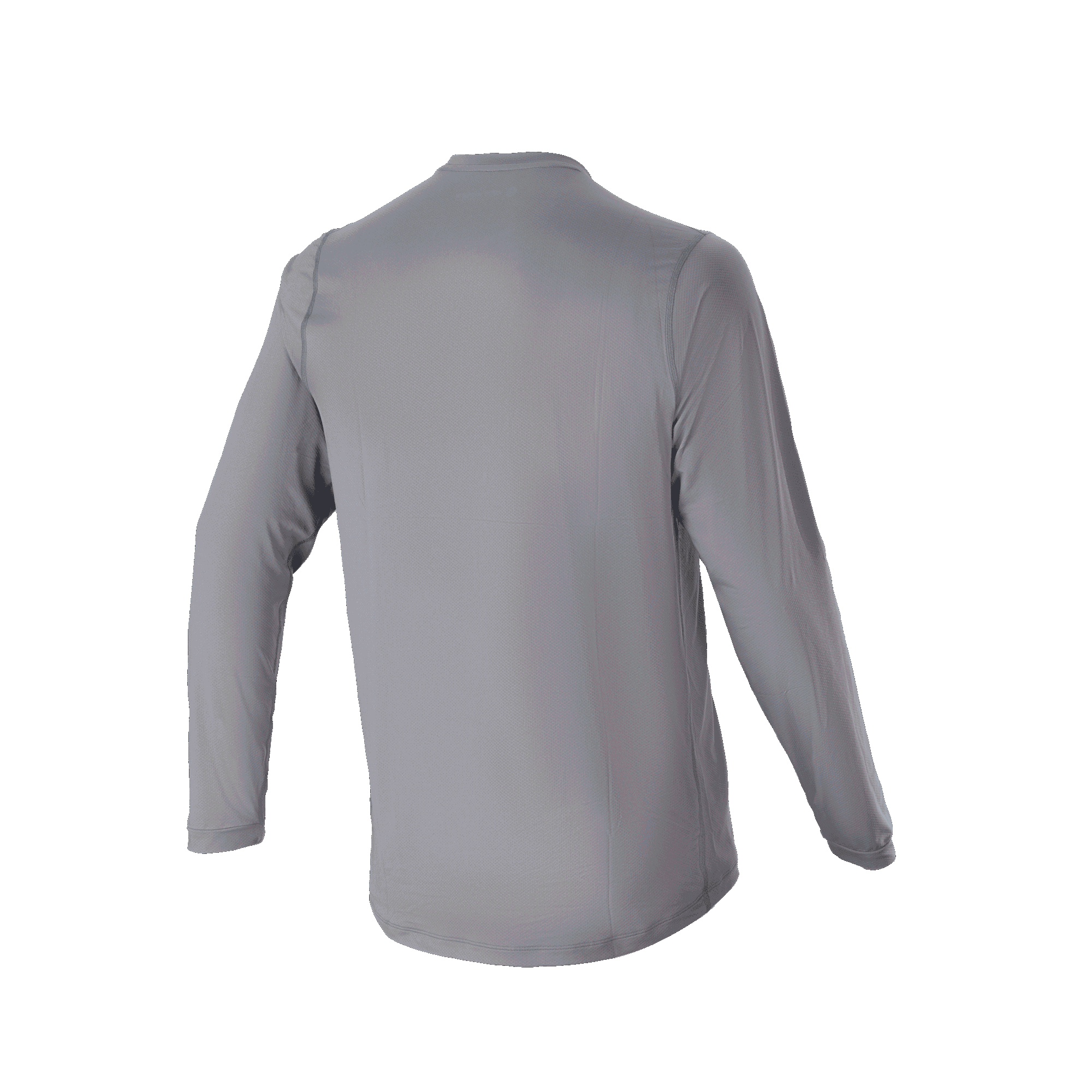 Alpinestars A-Dura Rocker Long Sleeve Jersey, ciemnoszara koszulka rowerowa z długim rękawem, widok z tyłu podkreślający przedłużony tył, codzienna odzież MTB o regularnym kroju