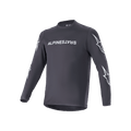 Alpinestars A-Dura Switch Long Sleeve Jersey, Black, white Alpinestars chest wordmark and star logos on sleeves, lightweight technical fabric, MTB cycling apparel