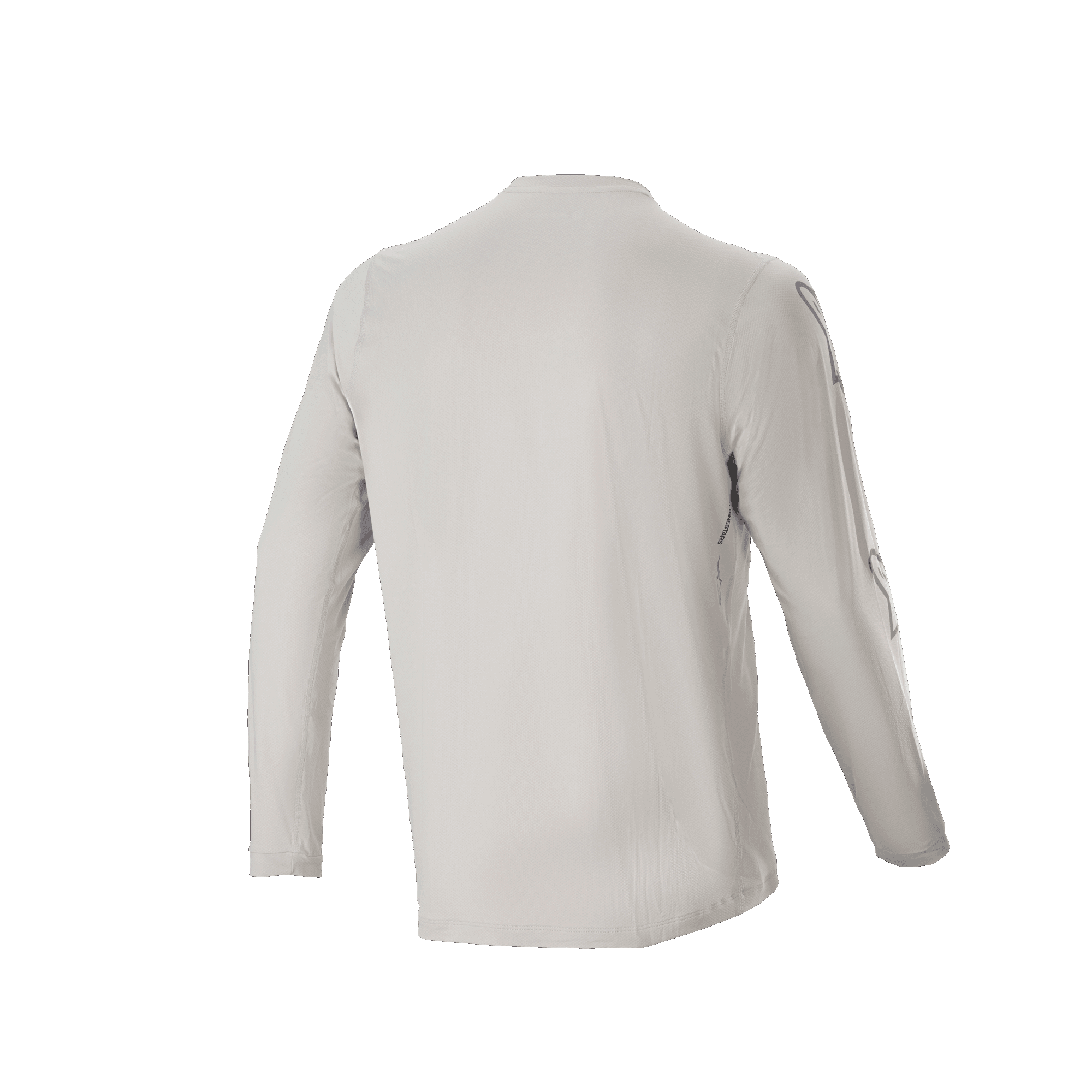 Alpinestars A-Dura Switch Long Sleeve Jersey, jasnoszara, widok z tyłu prezentujący długie rękawy i przedłużony tył, lekka odprowadzająca wilgoć dzianina żakardowa do kolarstwa górskiego