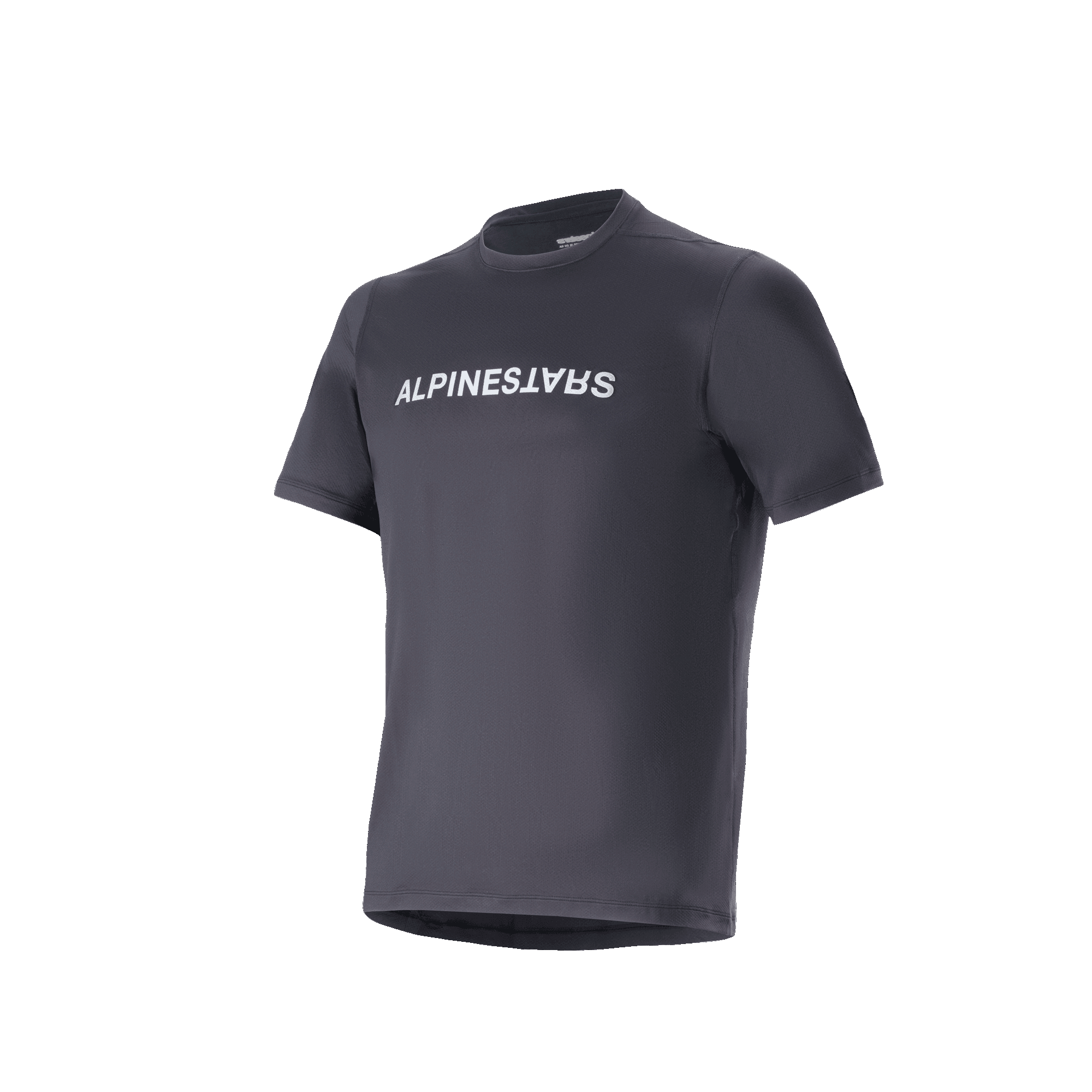 Alpinestars A-Dura Switch Jersey, Short Sleeve MTB top, Black with white wordmark logo, moisture-wicking technical fabric.