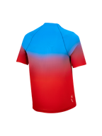 Młodzieżowa koszulka MTB A-Dura Astars 2.0 z krótkim rękawem, gradient niebiesko-czerwony, widok z tyłu.