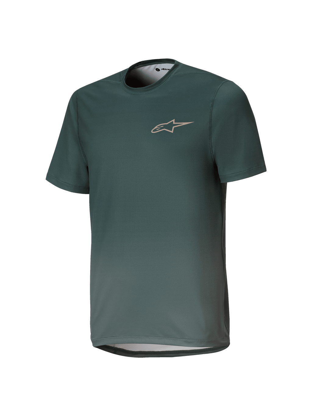 Alpinestars Youth A-Dura Rise Jersey, młodzieżowa koszulka MTB z krótkim rękawem, ciemnozielona Silver Pine, okrągły dekolt z subtelnym logo na piersi, lekka oddychająca tkanina żakardowa, regularny krój