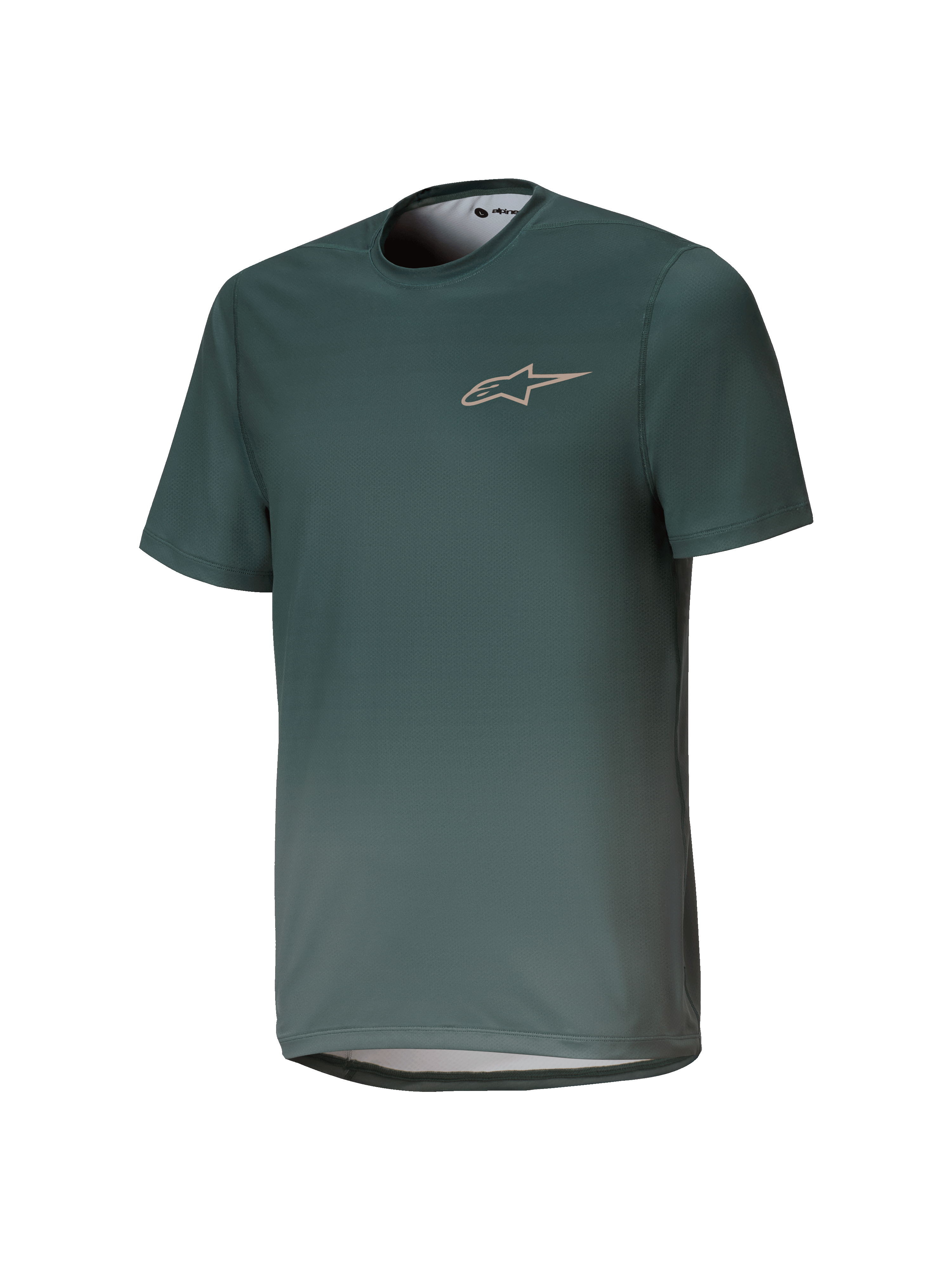Alpinestars Youth A-Dura Rise Jersey, młodzieżowa koszulka MTB z krótkim rękawem, ciemnozielona Silver Pine, okrągły dekolt z subtelnym logo na piersi, lekka oddychająca tkanina żakardowa, regularny krój