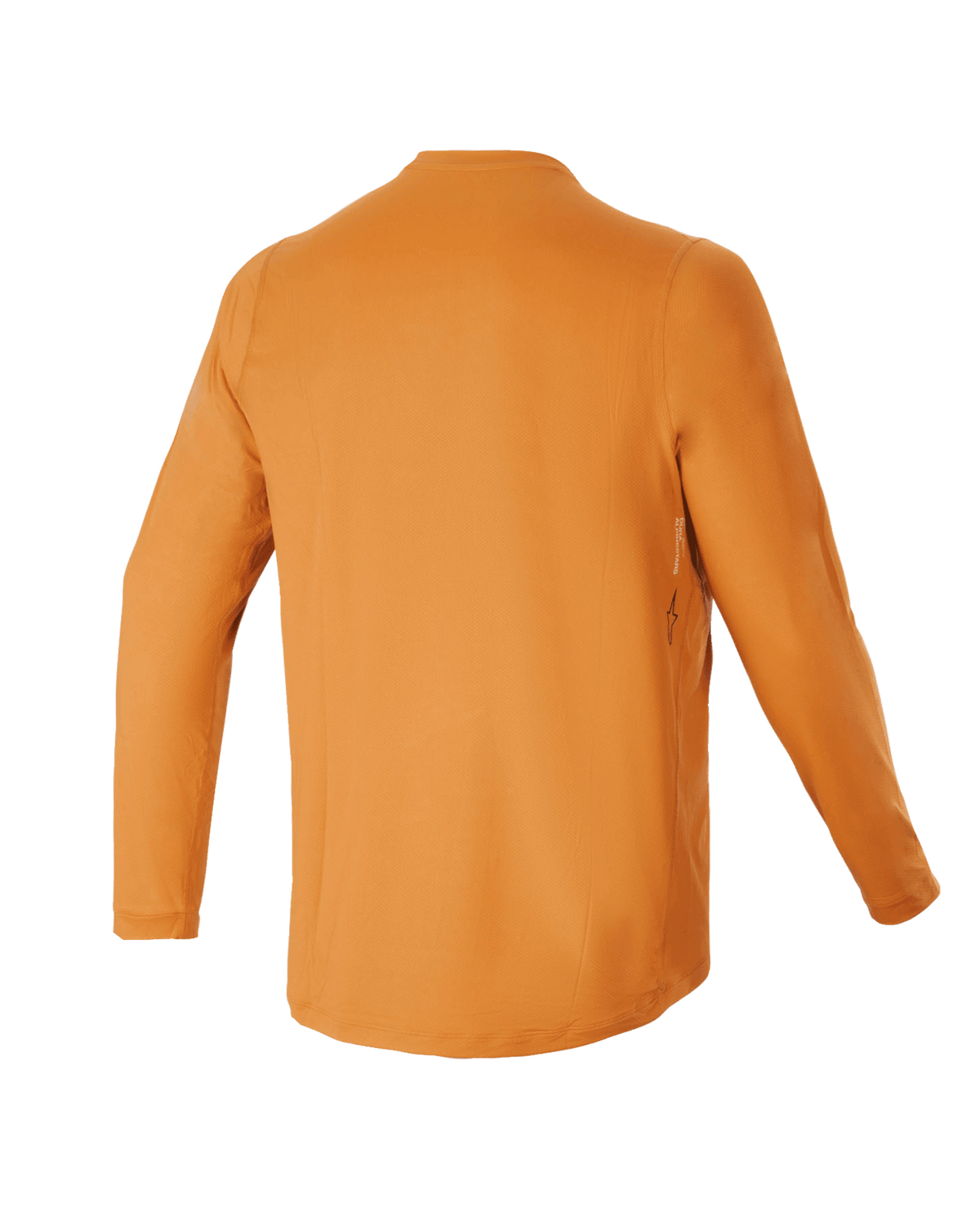 Alpinestars Youth A-Dura Rocker Long Sleeve Jersey, ciemnozłota młodzieżowa koszulka rowerowa, widok z tyłu prezentujący przedłużony tył, techniczny materiał odprowadzający wilgoć do kolarstwa górskiego