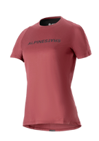 Alpinestars Stella A-Dura Dri Switch Jersey, damska koszulka MTB z krótkim rękawem, bordowa z czarnym logo, perforowane rękawy z siateczki dla oddychalności, profesjonalna odzież rowerowa