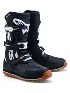 Alpinestars Tech-T Boots, Trials Riding, Men's, Black and White, Leather with TPU shinplate and high-grip gum rubber sole.