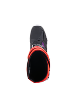 Alpinestars Tech 10 Boots, Motocross Boots, Black Red Fluo Orange Fluo and White, top-down view showing the interior opening and toe box, protective off-road footwear