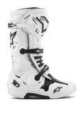 Buty Alpinestars Tech 10, buty do motocrossu, biało-czarne, potrójny system zamykania na klamry, wzmocniona skorupa TPU z logotypami „Tech 10” i „DHCP”, gruba, wytrzymała podeszwa, obuwie ochronne z certyfikatem CE do wyścigów terenowych