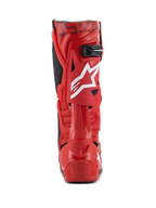 Alpinestars Tech 10 Boots, Motocross Boots, Red, rear view featuring a white star logo on the calf, black buckle at the top, and durable red TPU shell for off-road performance.