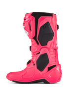 Buty Alpinestars Tech 10, buty motocrossowe, różowe (Diva Pink) i białe, czarne panele ochronne TPU, przegubowa rama flex, wytrzymała konstrukcja off-road