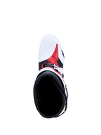 Buty Alpinestars Tech-10, buty motocyklowe MX, białe, czarne i czerwone, widok z góry na wnętrze oraz konstrukcję TPU