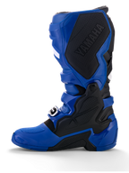 Buty Alpinestars Yamaha Tech 7, buty motocrossowe, niebiesko-czarne, duże czarne logo Yamaha na wewnętrznym panelu, ochrona TPU, wytrzymała podeszwa do jazdy w terenie