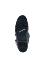 Alpinestars 2026 Tech 7 Enduro Drystar® Boots, Black, bottom view of the specialized dual-compound enduro sole, featuring geometric tread patterns for all-terrain grip and white Alpinestars logo