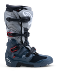 Alpinestars Tech 7 Enduro Drystar, męskie buty motocyklowe terenowe, ciemnoszare i szare z czerwonymi akcentami, wodoodporne.